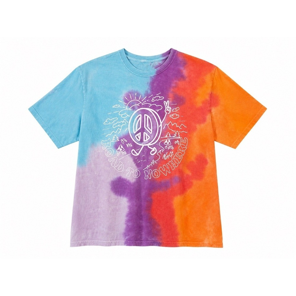 Reff Mens Road To Nowhere Tie Dye Graphic T-Shirt Tee Blue Orange Purple M
